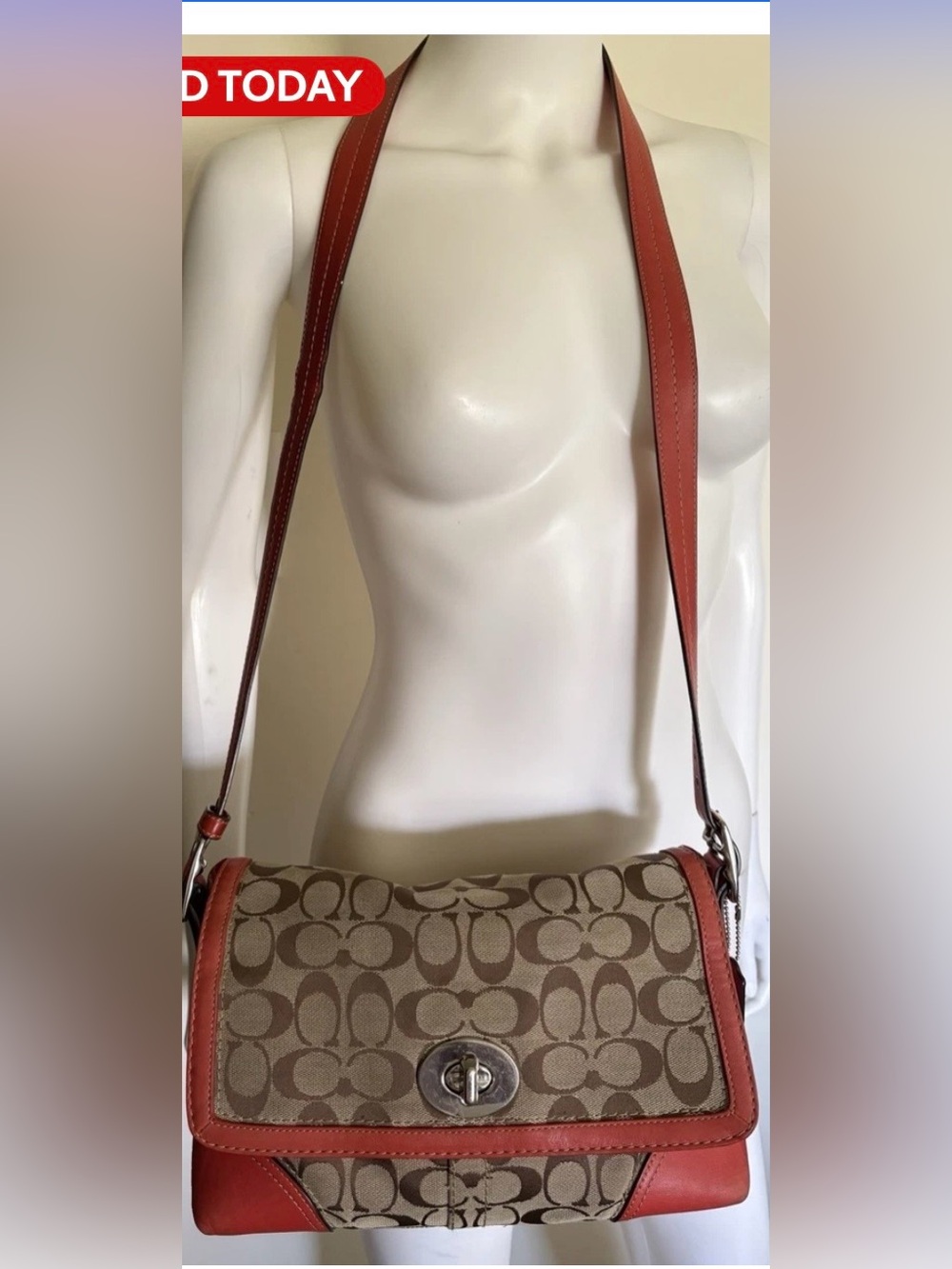 Authentic Vintage Y2K Coach Hampton CC Logo Shoulder Bag Orange